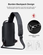 USB charging sport sling Anti-theft shoulder bag (Black) - Sohan Online Shop