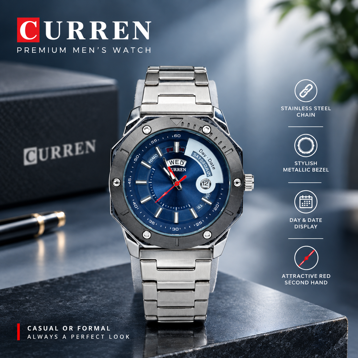 o4vYOSOqKRIiZHw8QWyTusA60k6UqRNkIAvRDgPW.png CURREN Premium Stainless Steel Men's Watch - Sohan Online Shop