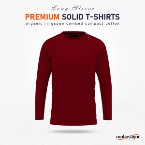 Men's Full Sleeve Solid T-Shirt- Maroon - Sohan Online Shop