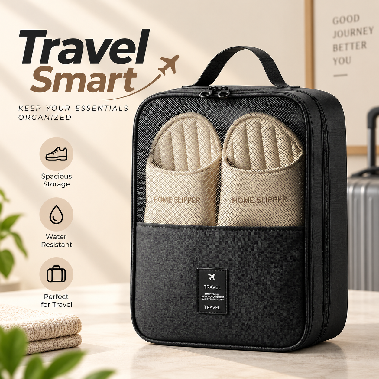 Waterproof Travel Shoe Bag – Foldable Dustproof Storage Pouch, 30×22×15 cm 3D Spacious Design