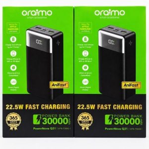 Oraimo PowerNova Q31 30000mAh 22.5W Fast Charging Power Bank, Black (Model: OPB-7300Q) - Sohan Online Shop