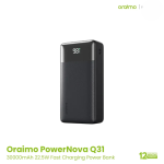 Oraimo PowerNova Q31 30000mAh 22.5W Fast Charging Power Bank, Black (Model: OPB-7300Q) - Sohan Online Shop