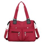 Women's Solid Nylon Casual Tote Handbag (Red) - Sohan Online Shop
