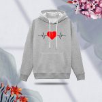 Ladies Comfortable Love Heart bit-Gray winter hoodie