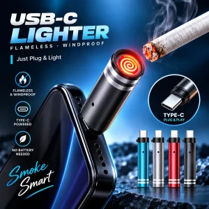 USB-C Mini Flameless Lighter (Tungsten Wire, Blow-to-Ignite) - Sohan Online Shop