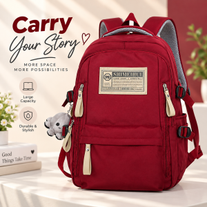 Aesthetic Large Capacity Red Backpack - Sohan Online Shop