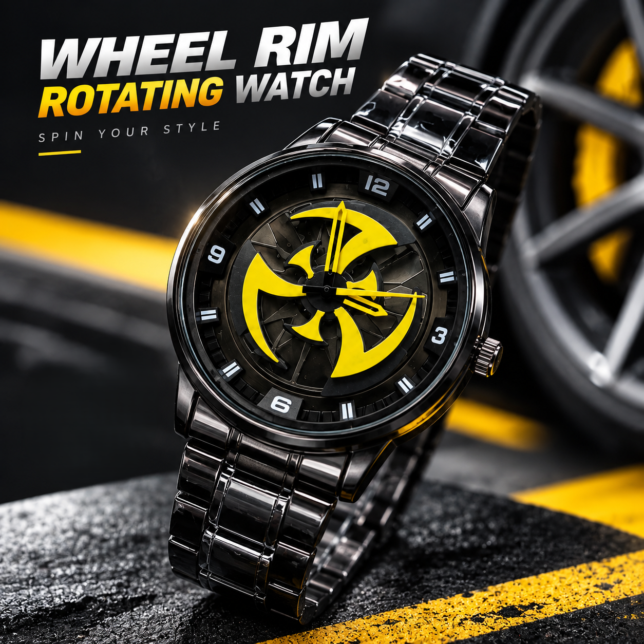 360° Rotating Car Wheel Rim Quartz Watch - Sohan Online Shop